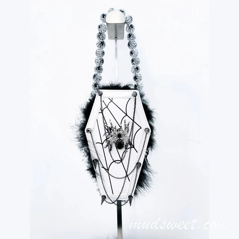 Gotische spinnenmetalen ketting pluizige crossbodytas