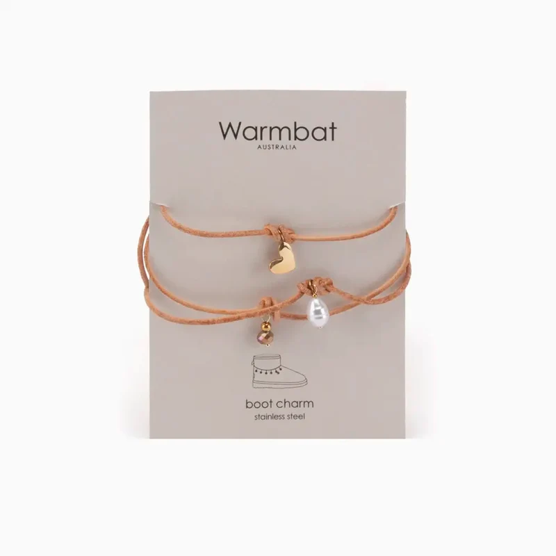 Boot Necklace Leather Lace Beige