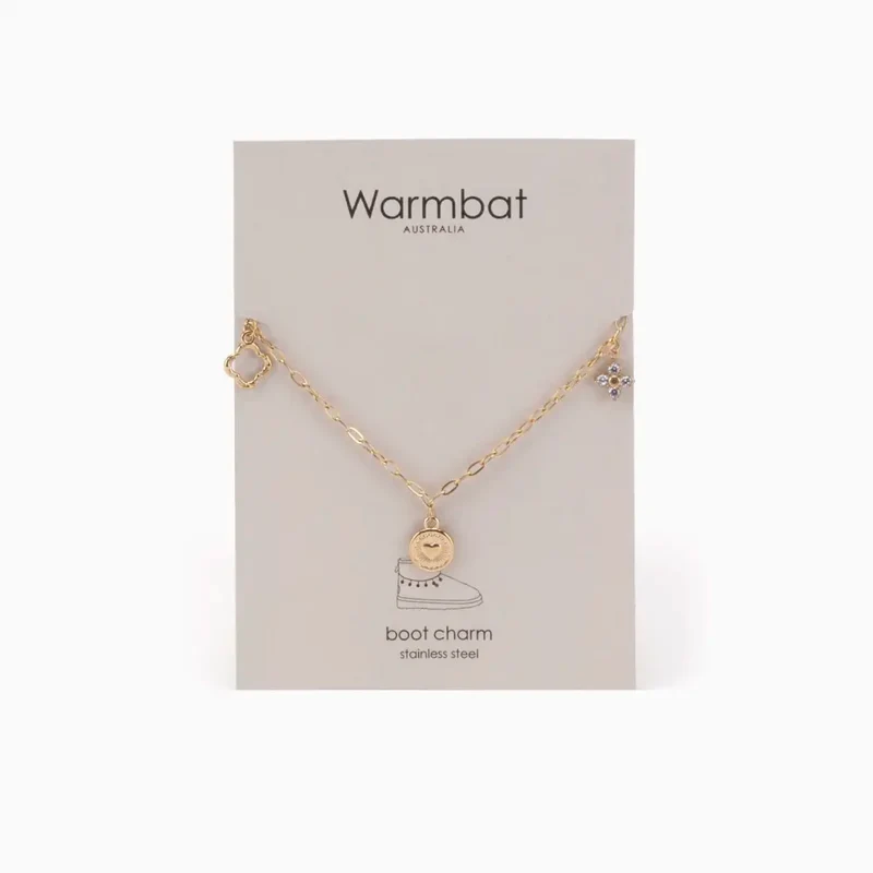 Boot Necklace Steel + Pendants Gold