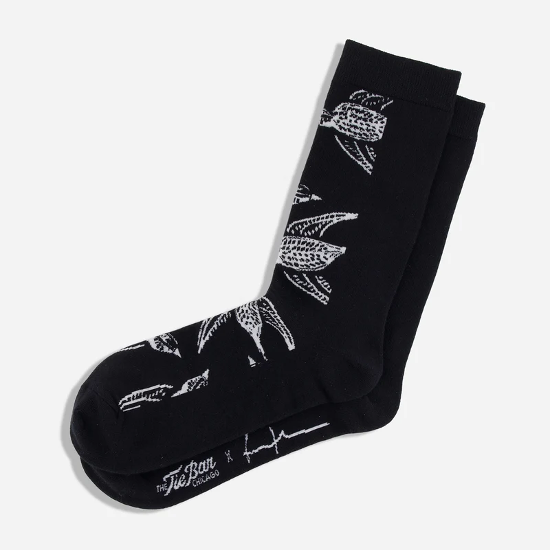 Brendan Fernandes x Tie Bar Pride Shomoro Tweet Tweet Black Dress Socks