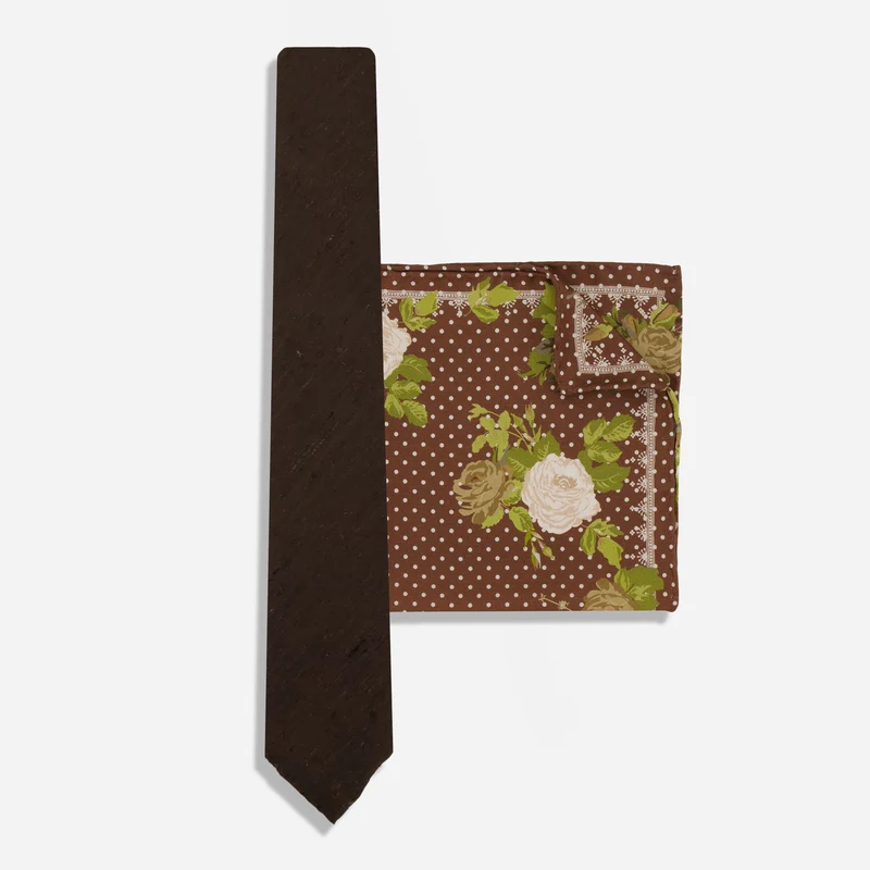 Woodland Dot Brown Tie Set