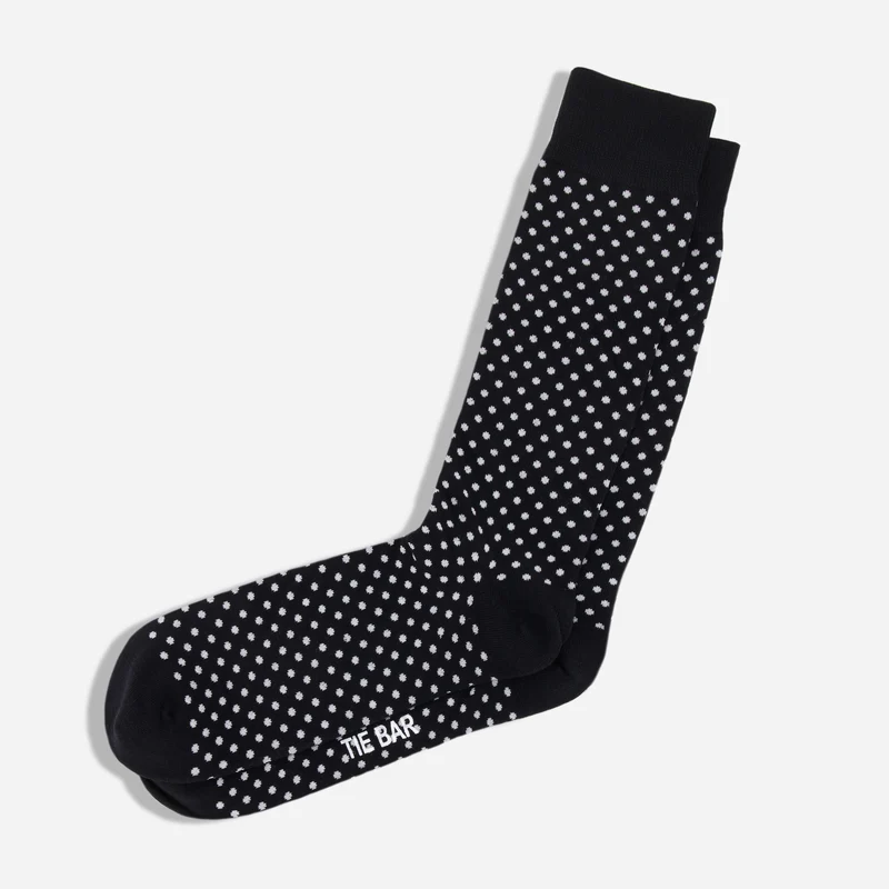 Pindot Black Dress Socks
