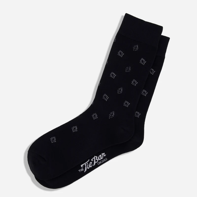 Diamond Foulard Black Dress Socks
