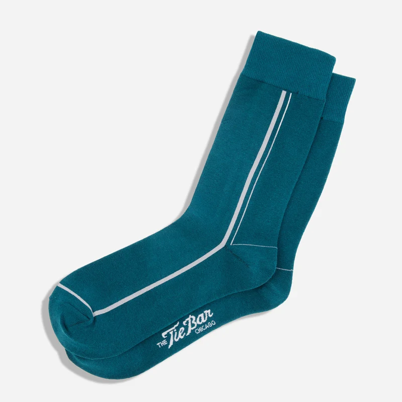 Club Stripe Teal Green Dress Socks