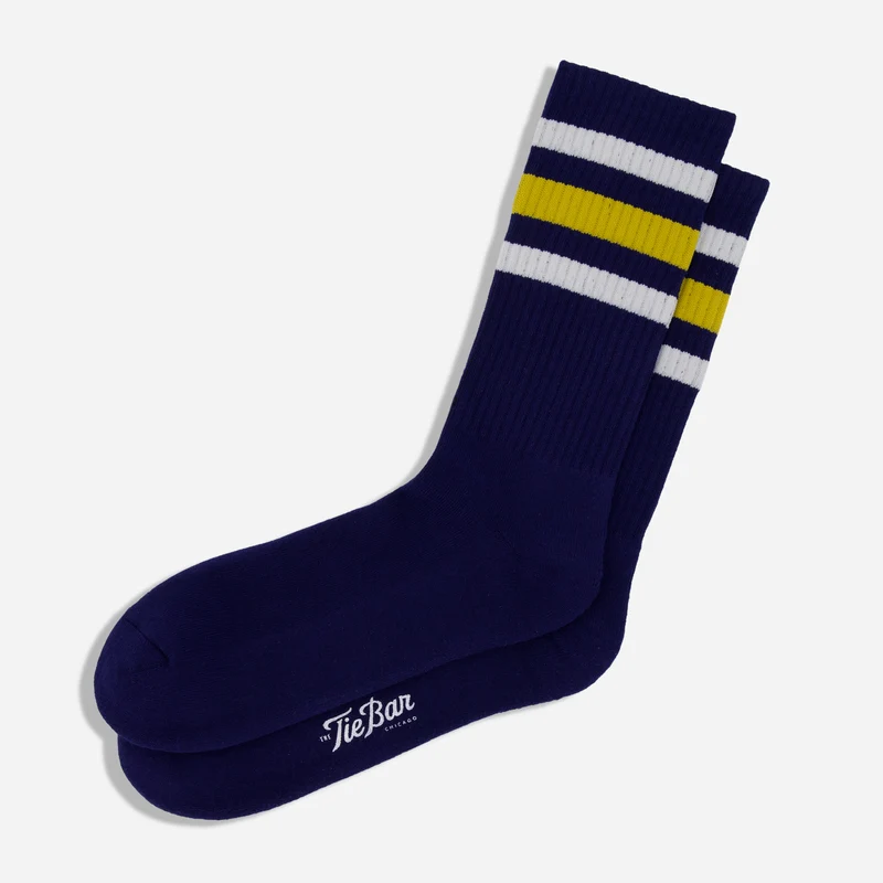 Alma Mater Heritage Border Stripe Navy Socks