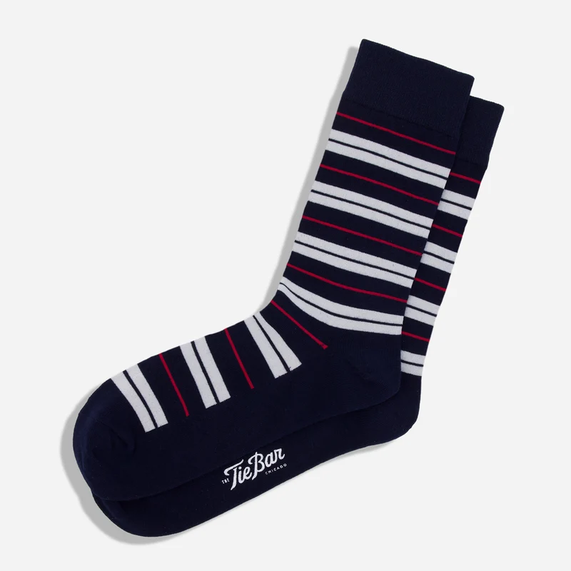 Alma Mater Heritage Triple Fine Stripe Navy Socks