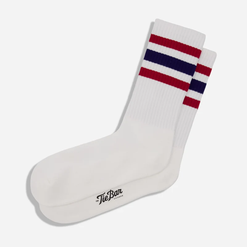 Alma Mater Heritage Border Stripe White Socks