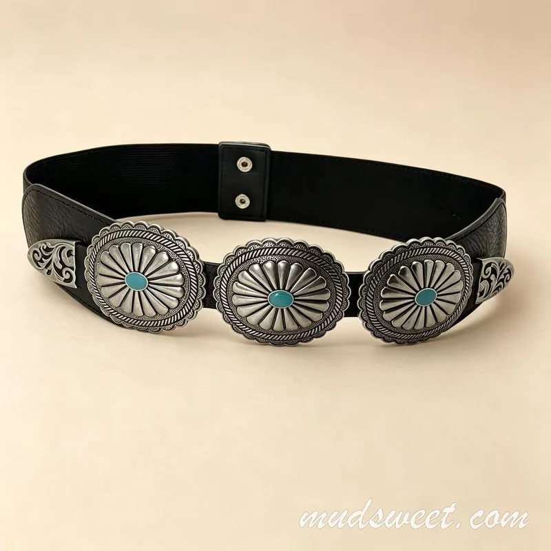 Gesp, metalen ketting, decoratieve klinknagel, riem met imitatieparels