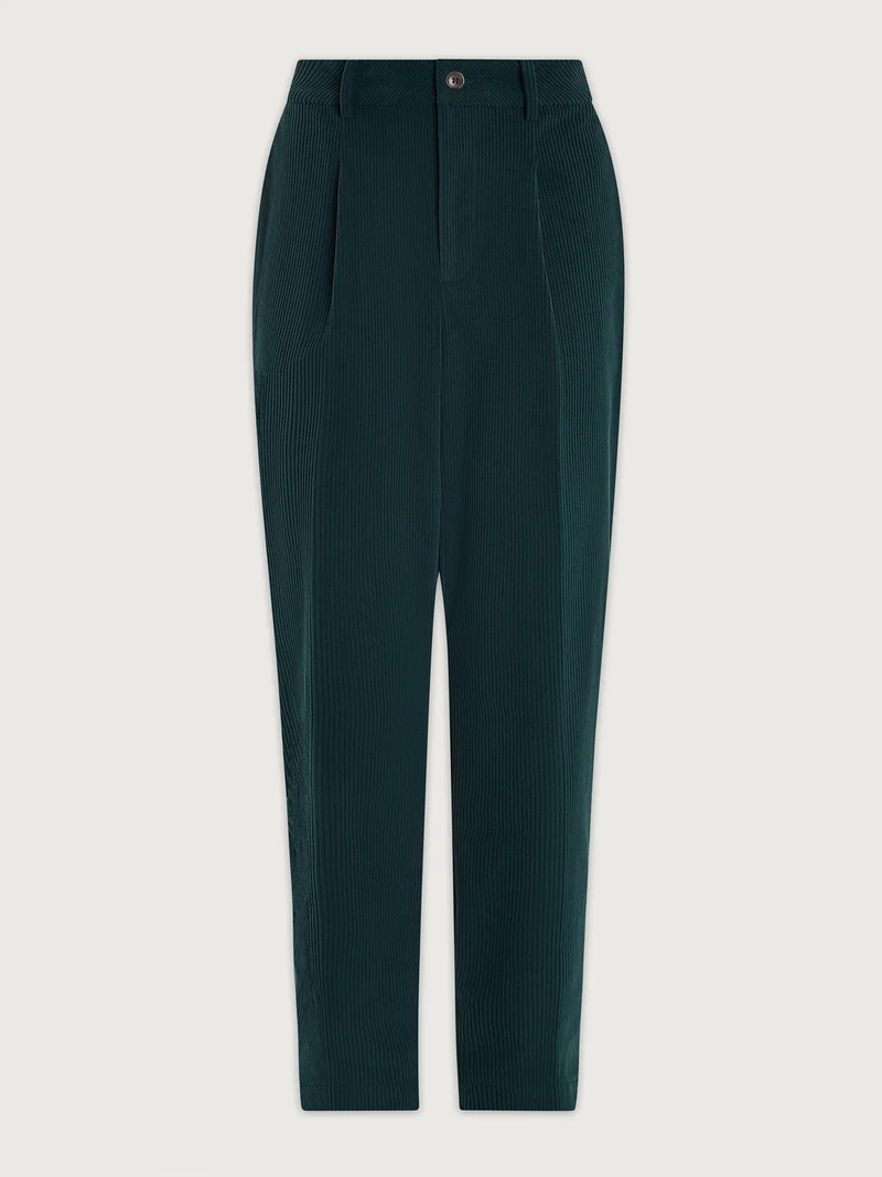 Plush Cord Pleat Tapered Trouser Long