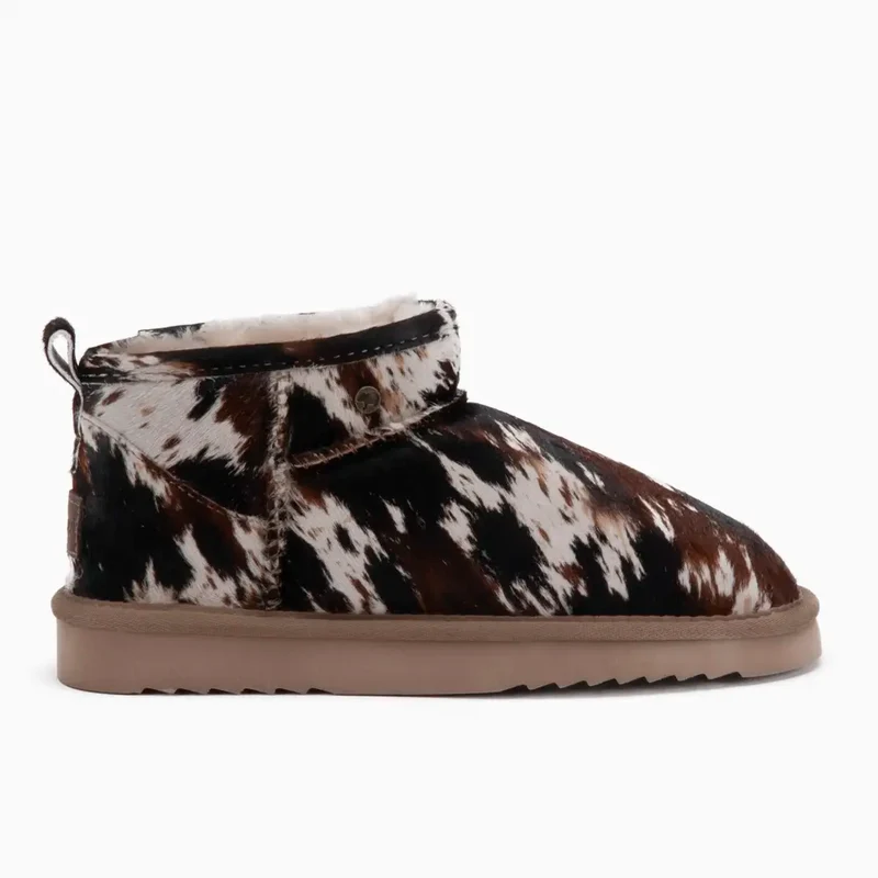 Durack Dames Suède Boot Print Hairy Cow Black