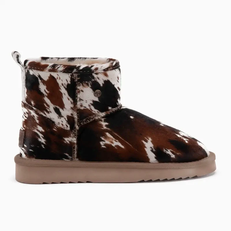 Wallaby Dames Suède Boot Print Hairy Cow Black