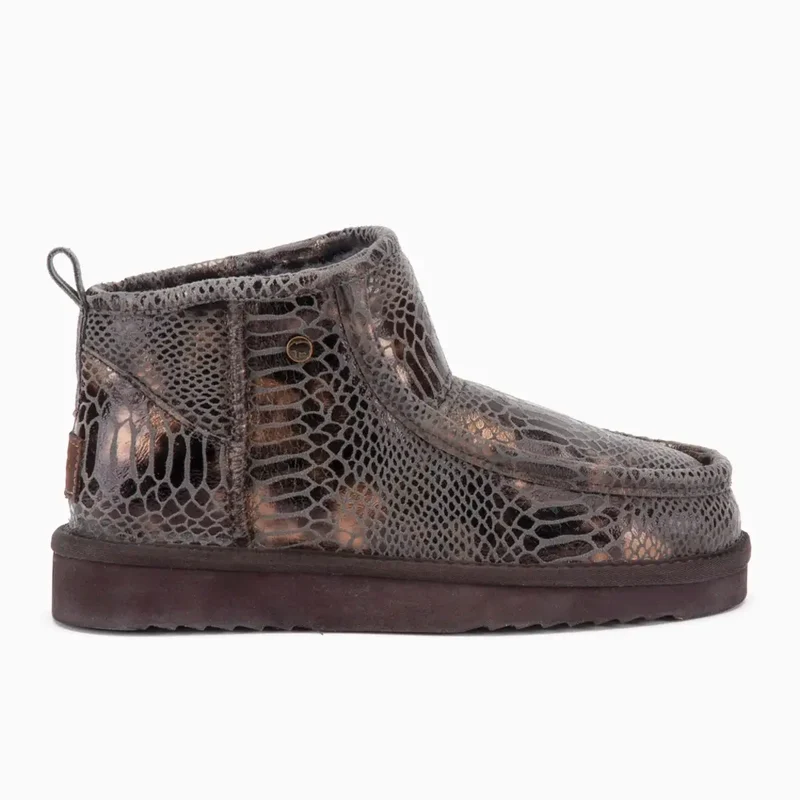 Barunga Dames Suède Boot Snake Choco