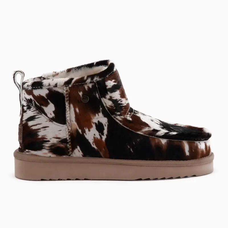 Barunga Dames Boot Print Hairy Cow Black