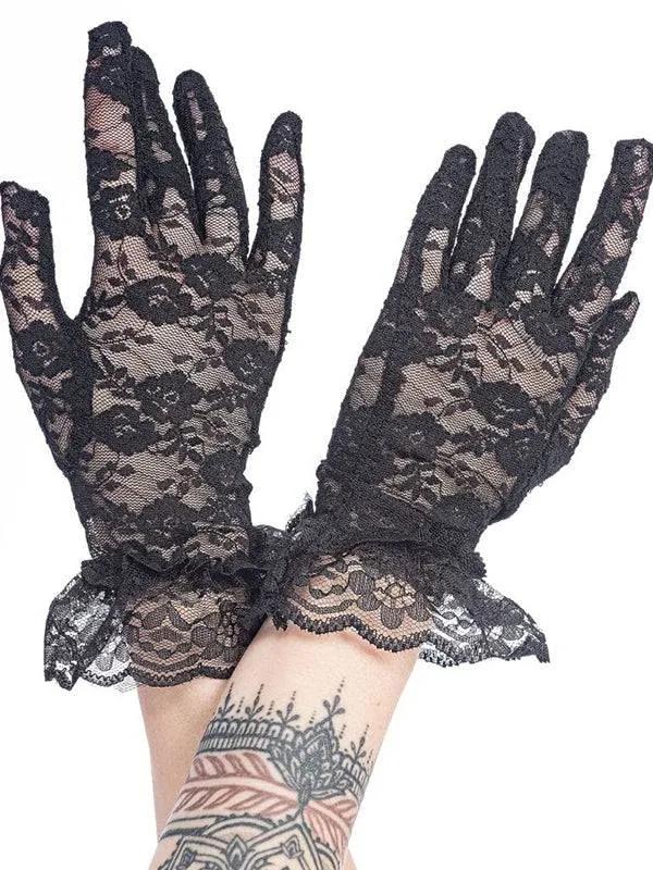Lace Ruffled Gloves - Elegant Accessories for Any Occasion by Queen of Darkness