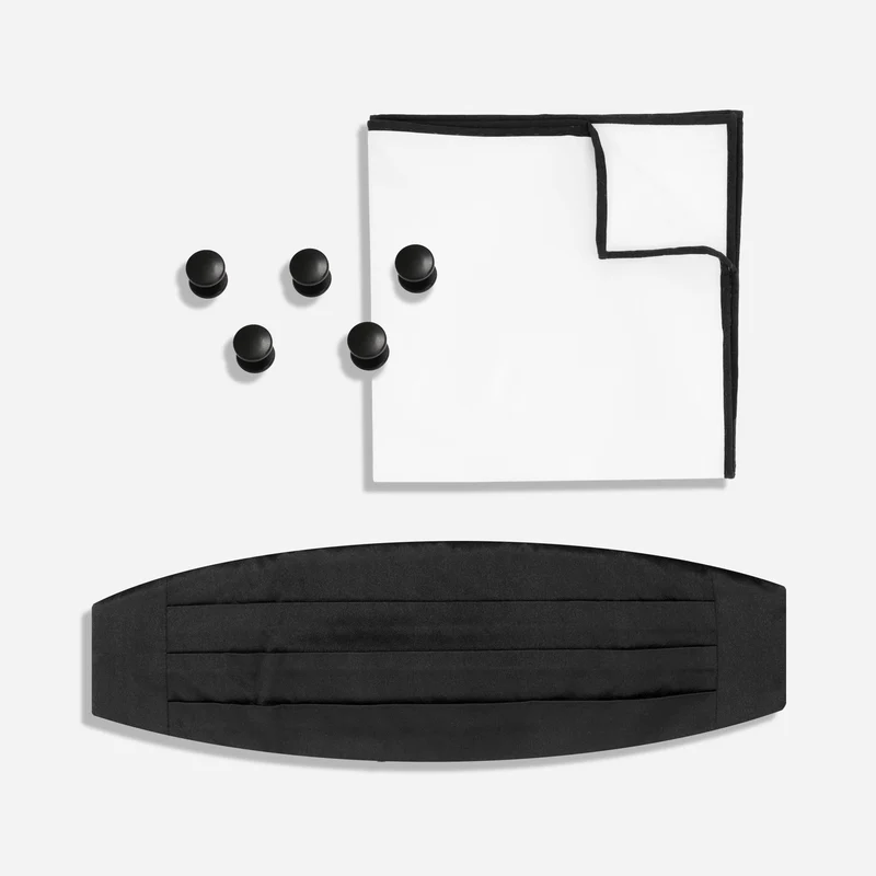 Tuxedo Black Five-Stud Set & Cummerbund Set