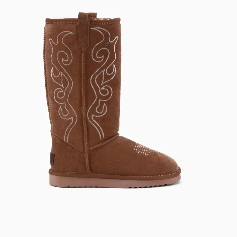 Tamala Dames Suède Boot Western Cognac