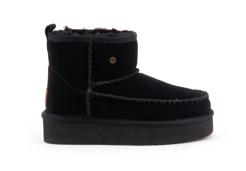 Wallaby Dames Suède Boot Stitch Plateau Black