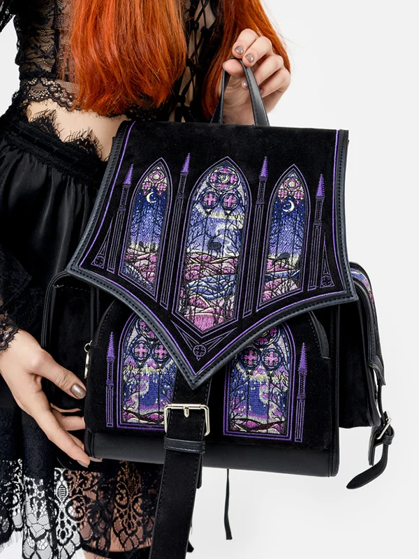 Noorderlicht Backpack with Intricate Embroidery and Vegan Faux Leather Finish