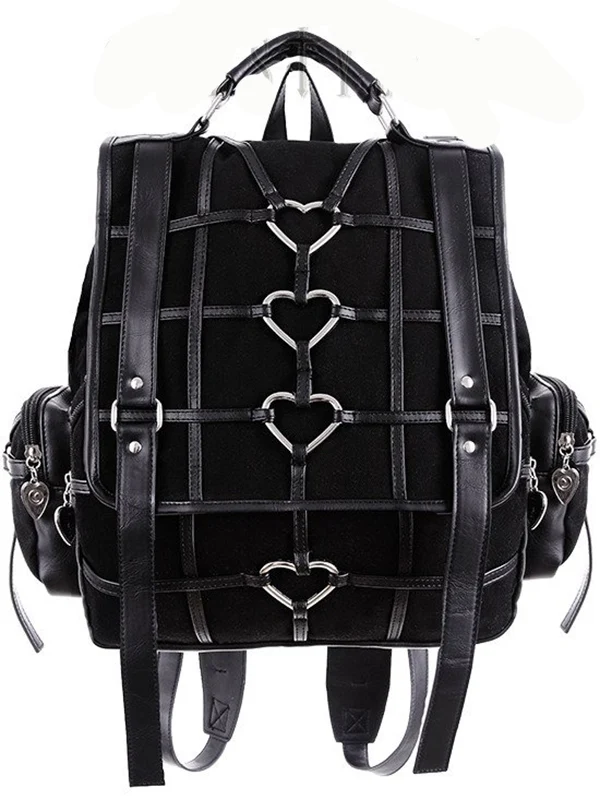 Heavy Heart Backpack with Steel Hearts - Durable Synthetic Material for Daily Use
