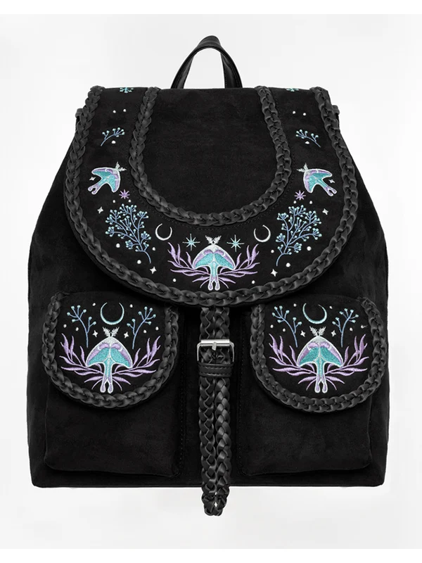 Moonglow Backpack With Glowing Moths, Magical Flowers & Adjustable Straps - Vegan Friendly