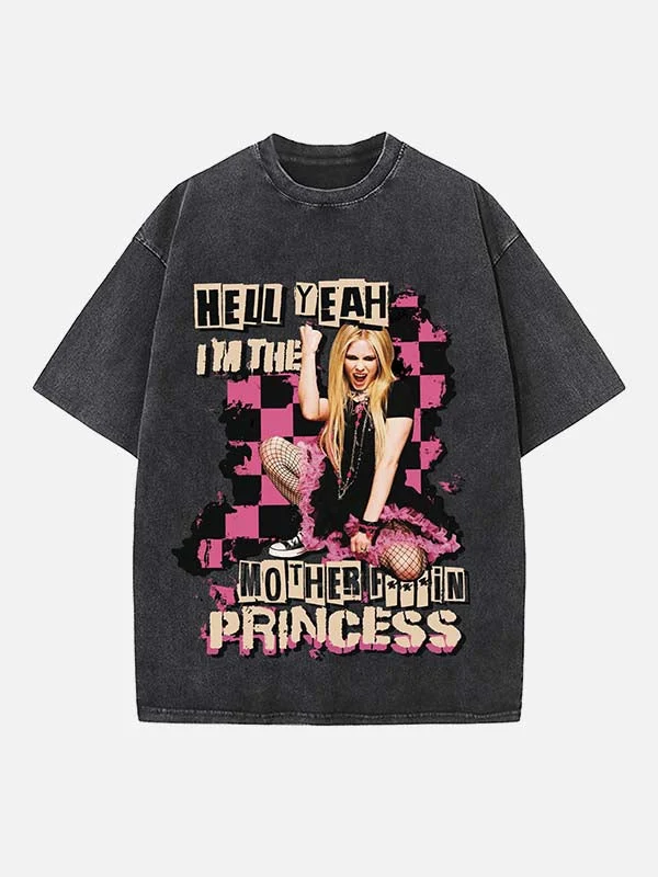 T-shirt met ronde hals en print van Mall Goth-iconen - Ontwerp 01
