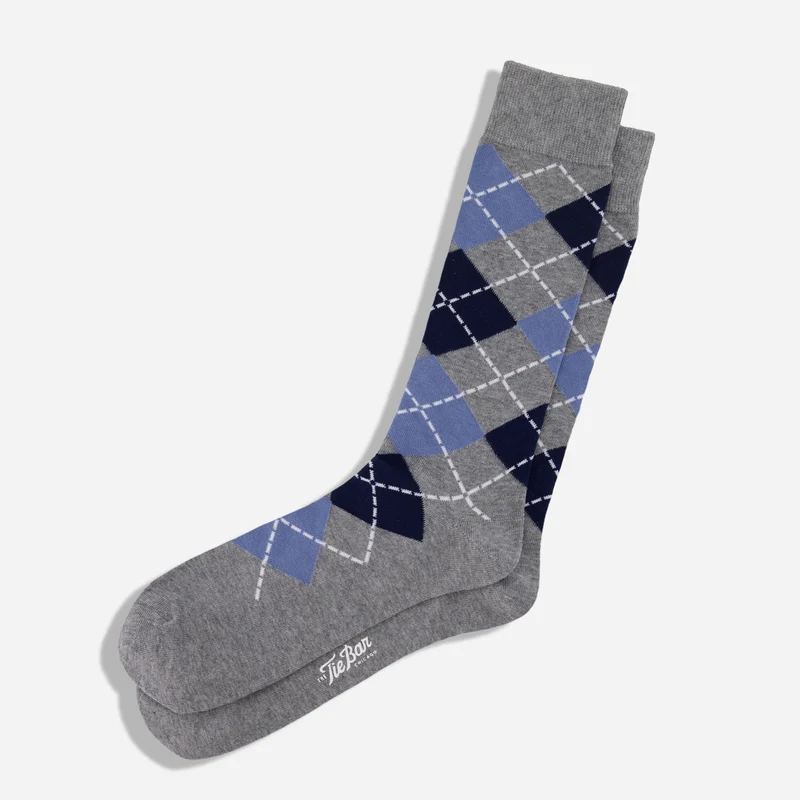 Argyle Slate Blue Dress Socks