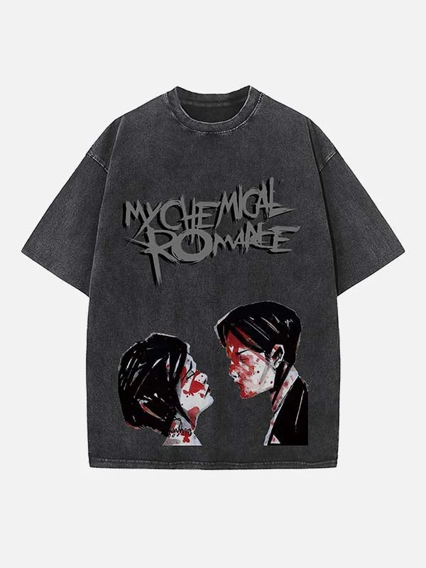 Goth Emo Revival Print T-shirt