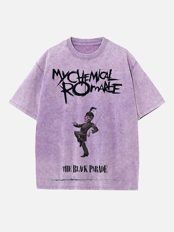 Goth emo revival print T-shirt met ronde hals
