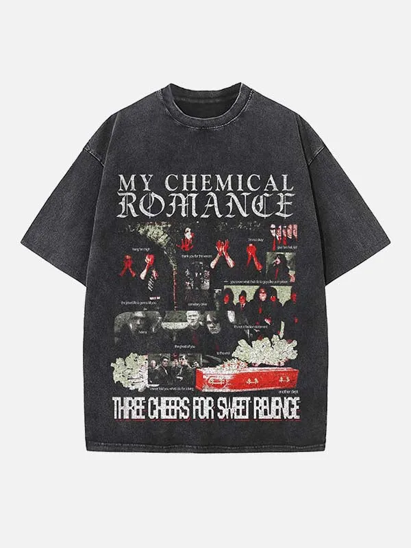 Goth emo revival print T-shirt met ronde hals