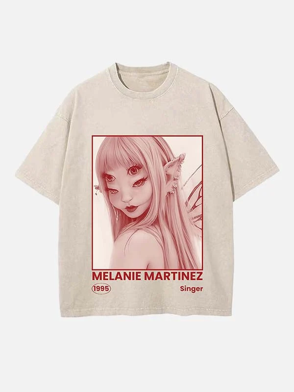 T-shirt met ronde hals en print van pastelgoth-poppen