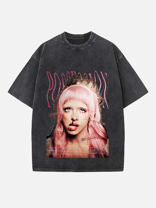 T-shirt met ronde hals en print van pastelgoth-poppen
