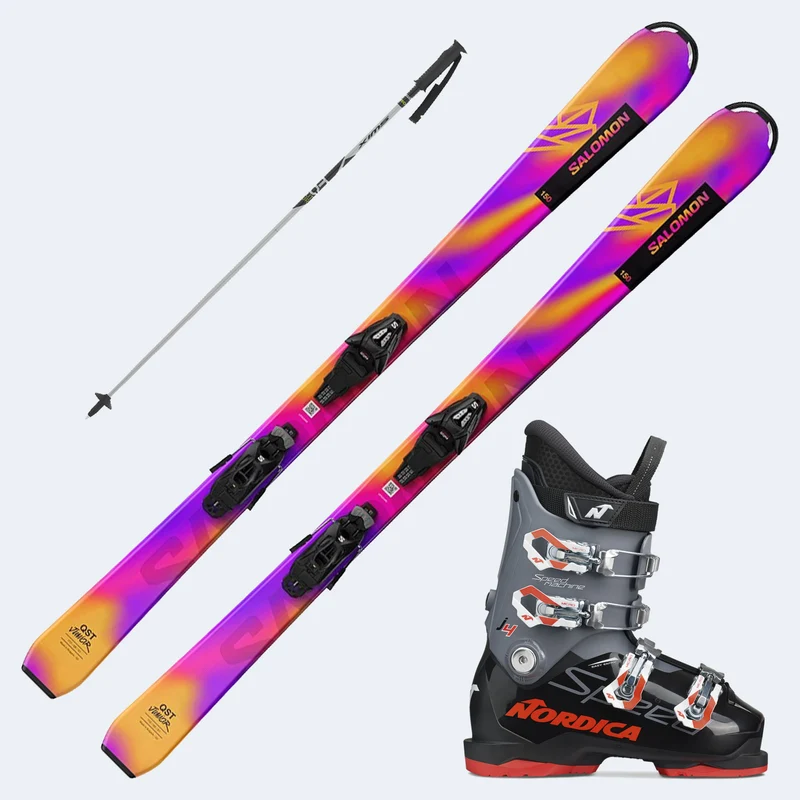 2026 Salomon Lux Junior Skis with SpeedMachine J Boots and Poles