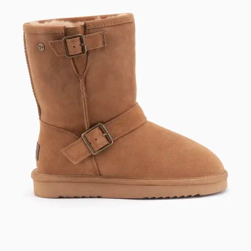 Kangaroo Dames Suède Buckle Camel