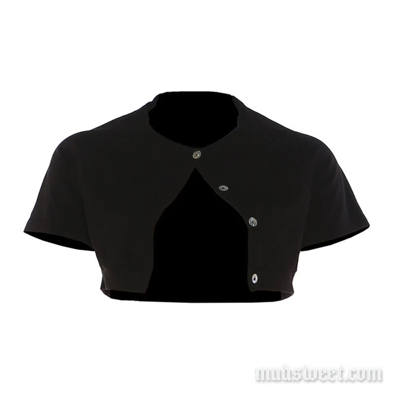Grunge crop top met korte mouwen en ronde hals