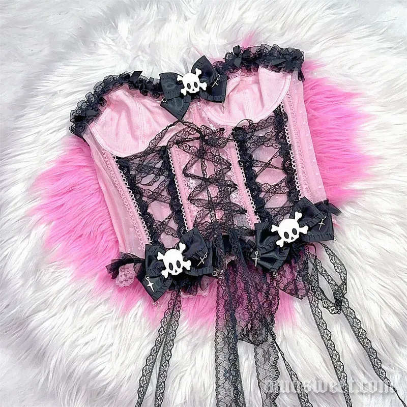 Fairycore haltertop met strik en ruches