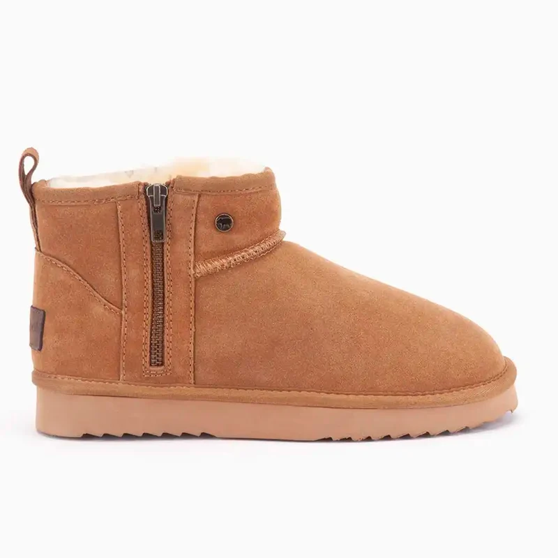 Durack Dames Suède Zipper Cognac