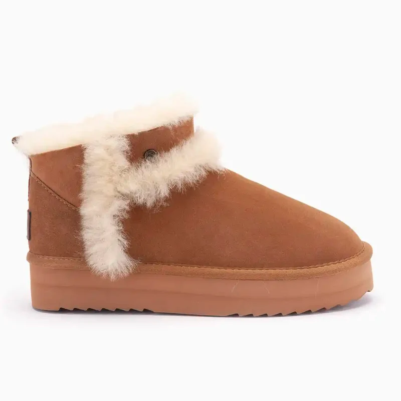 Durack Dames Suède Plateau Wool Cognac