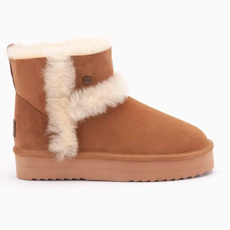 Wallaby Dames Suède Plateau Wool Cognac