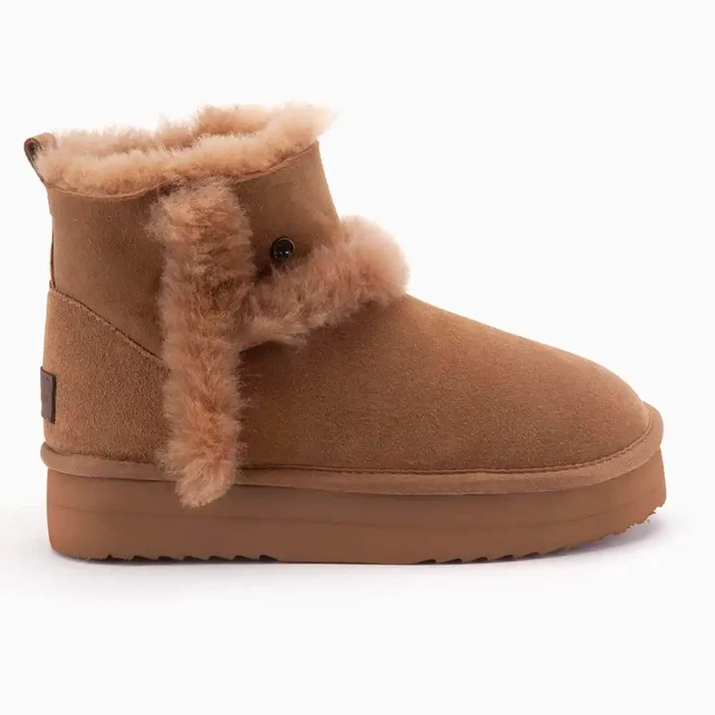 Wallaby Dames Suède Plateau Wool Camel
