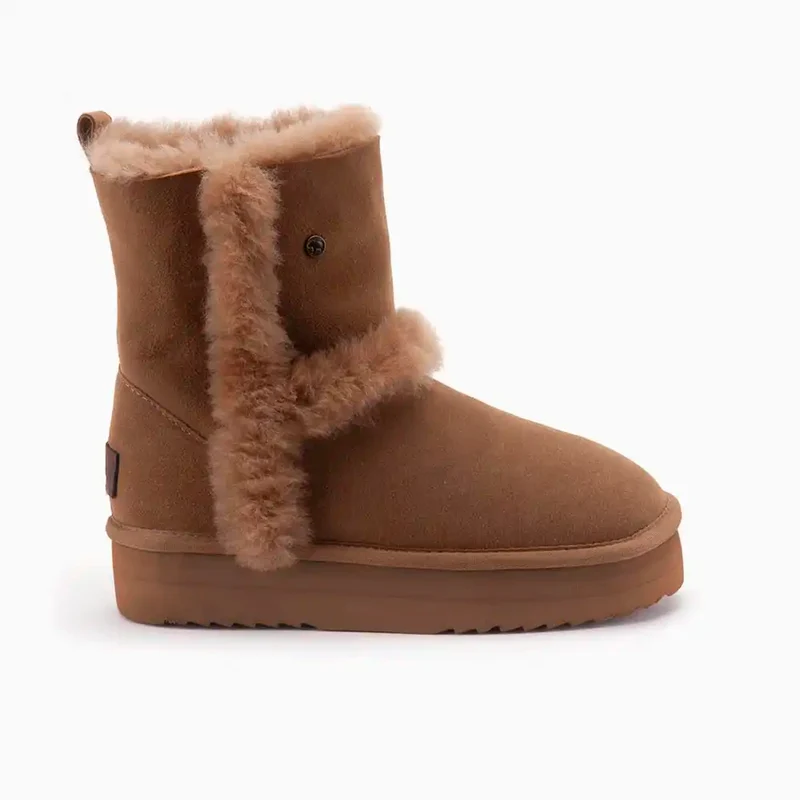 Kangaroo Dames Suède Plateau Wool Camel