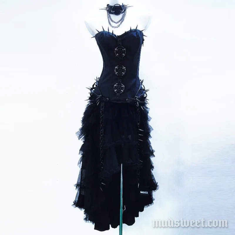 Fairycore sweetheart-halslijn maxi-rok met ruches