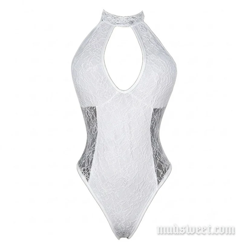 Fairycore uitgeholde halter bodysuit met kanten achterkant