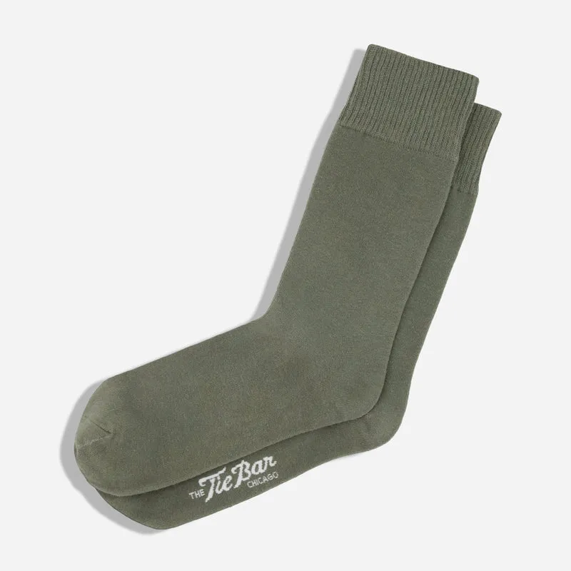 Kinzie Solid Olive Dress Socks
