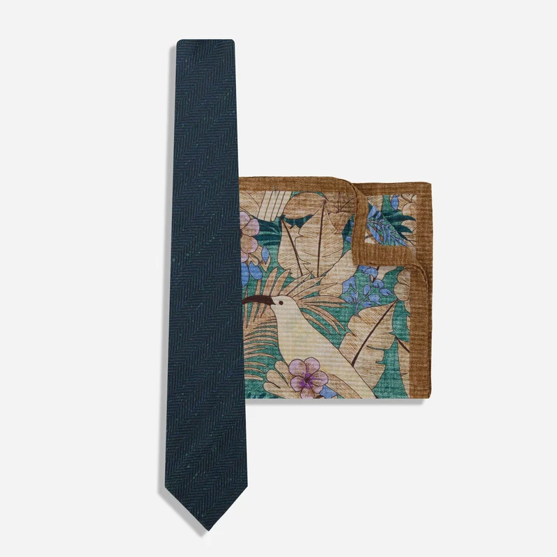 Affinato Herringbone Hunter Tie Set