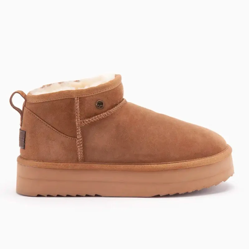 Durack Dames Suède Plateau Cognac