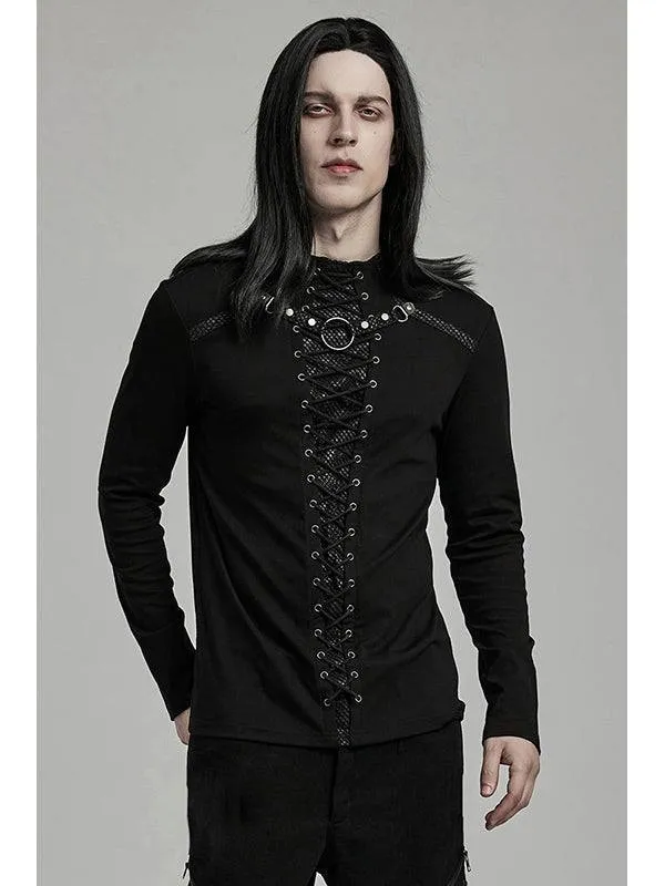 Prophecy Top by Punk Rave - Fitted Design with Long Sleeves, High Neck and Faux Leather Accents