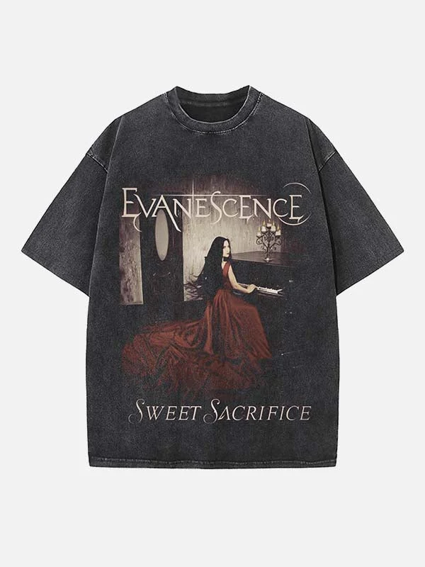 Goth Symphonic Print T-shirt met ronde hals