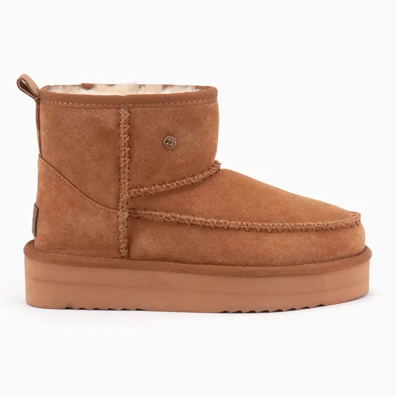 Wallaby Dames Suède Stitch Plateau Cognac