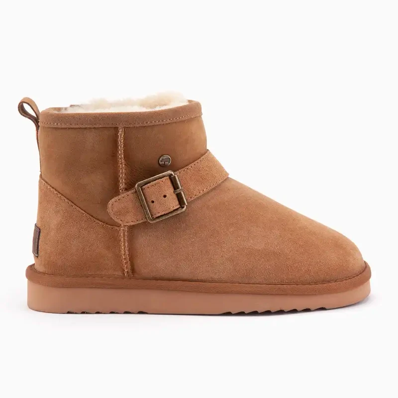 Wallaby Dames Suède Buckle Double Faced Camel
