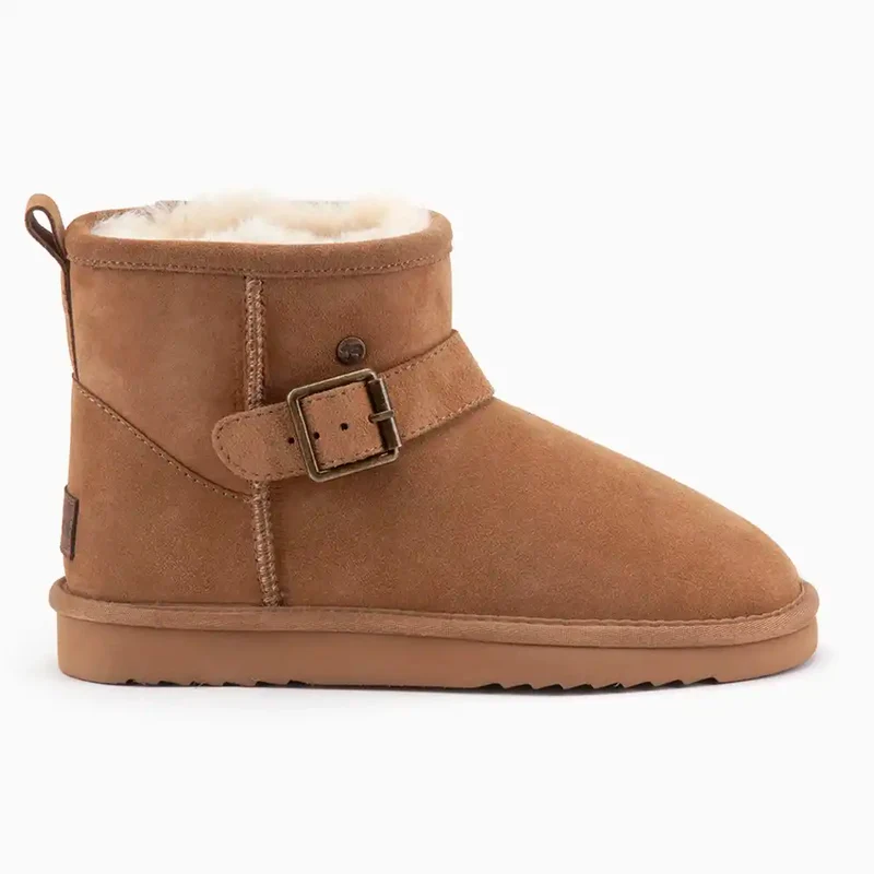 Wallaby Dames Suède Buckle Double Faced Cognac